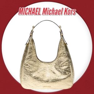 MICHAEL Michael Kors Nolita Gold Metallic Crackled Leather Hobo Shoulder Bag